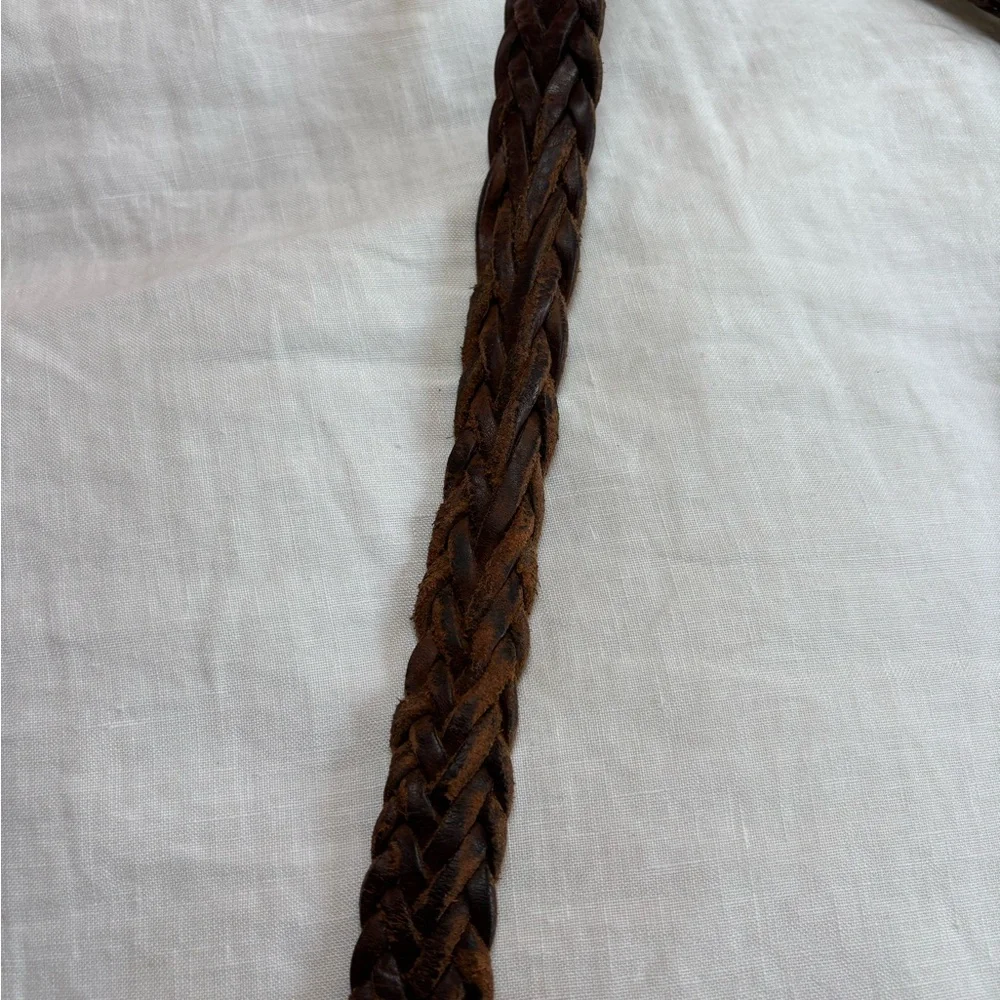 Brown Leather Woven Belt
